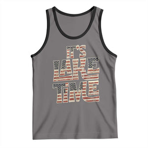 Funny It's Lake Time Tank Top Patriotic Boater American Flag USA 4th of July TS11 Deep Heather Black Print Your Wear