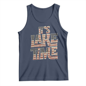 Funny It's Lake Time Tank Top Patriotic Boater American Flag USA 4th of July TS11 Navy Print Your Wear