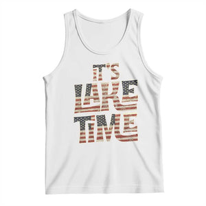 Funny It's Lake Time Tank Top Patriotic Boater American Flag USA 4th of July TS11 White Print Your Wear