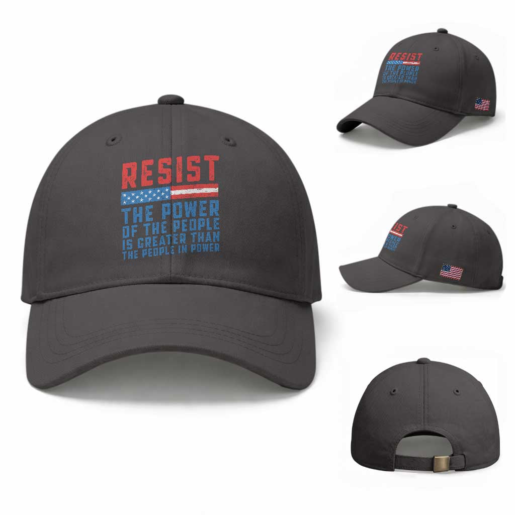 Funny Resist The Power Of The People Is Greater Than The People In Power Baseball Cap TS11 Baseball Cap Universal Fit Dark Gray Print Your Wear