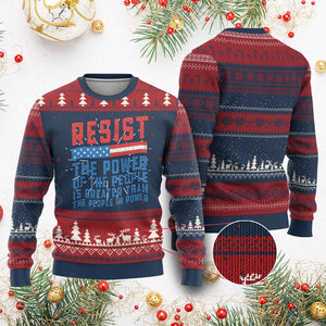 Funny Resist The Power Of The People Is Greater Than The People In Power Knit Sweatshirt TS11 Burgundy Print Your Wear
