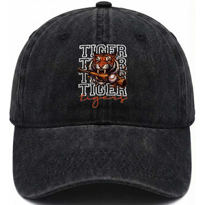 Funny Tiger Lover Baseball Animal Sports Washed Cotton Baseball Cap Inspirational Athletic TS11 Washed Cap Universal Fit Black Print Your Wear