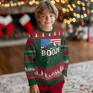 Funny Red White And Booze Knit Sweatshirt 4th Of July Beer American Flag TS11 Christmas Print Your Wear