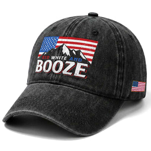 Funny Red White And Booze Washed Cotton Baseball Cap 4th Of July Beer American Flag TS11 Print Your Wear