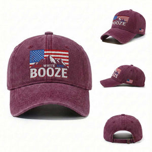 Funny Red White And Booze Washed Cotton Baseball Cap 4th Of July Beer American Flag TS11 Washed Cap Universal Fit Burgundy Print Your Wear