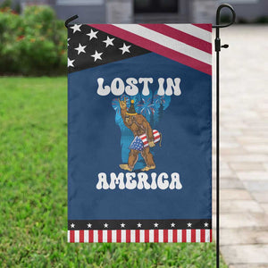 Funny 4th Of July Bigfoot Lost In America Garden Flag Patriotic Sasquatch Rocket Footprint Fireworks TS11 Classic Blue Black Print Your Wear