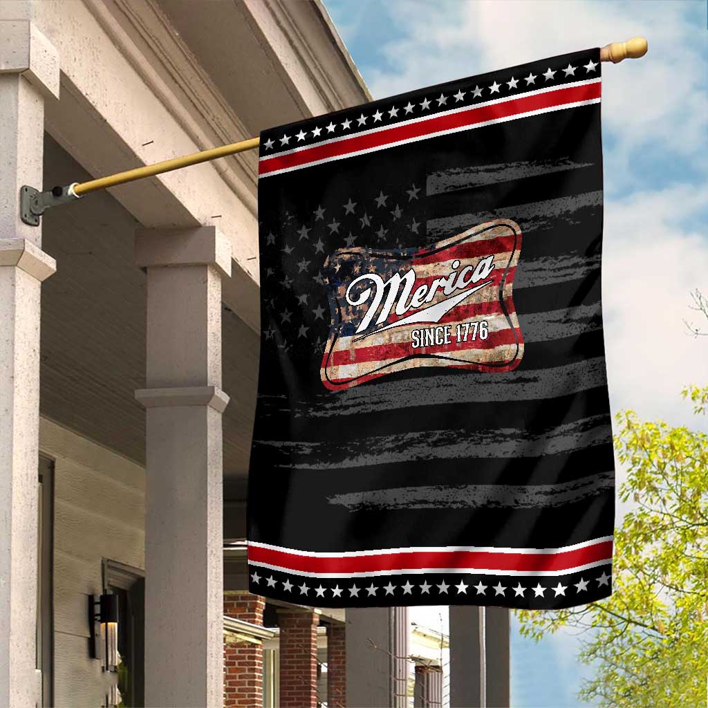 Funny Merica Since 1776 Garden Flag 4th of July Beer Lover American Flag TS11 Distressed Black Red Print Your Wear