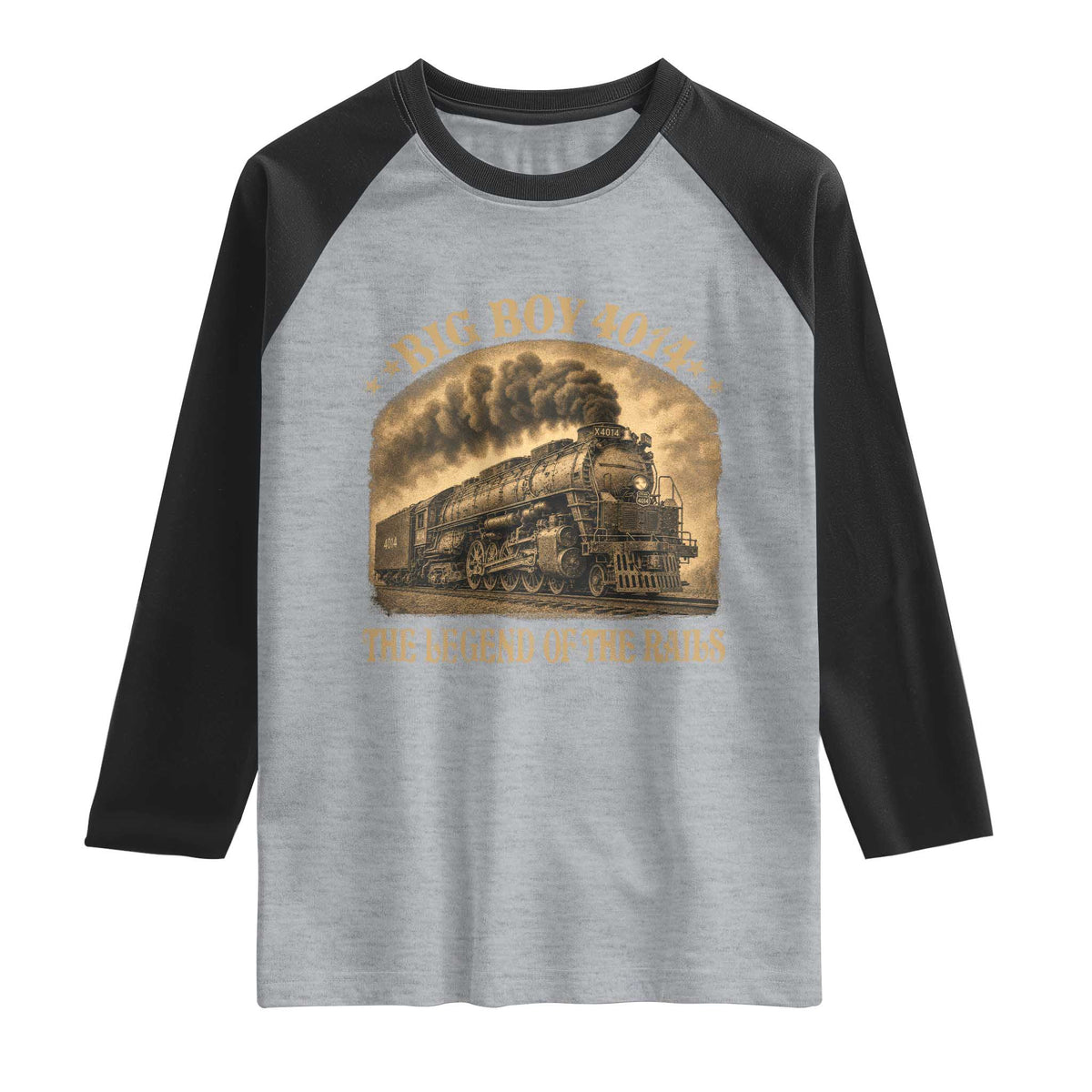 Steam Locomotive Legend of The Rails Train Raglan Shirt