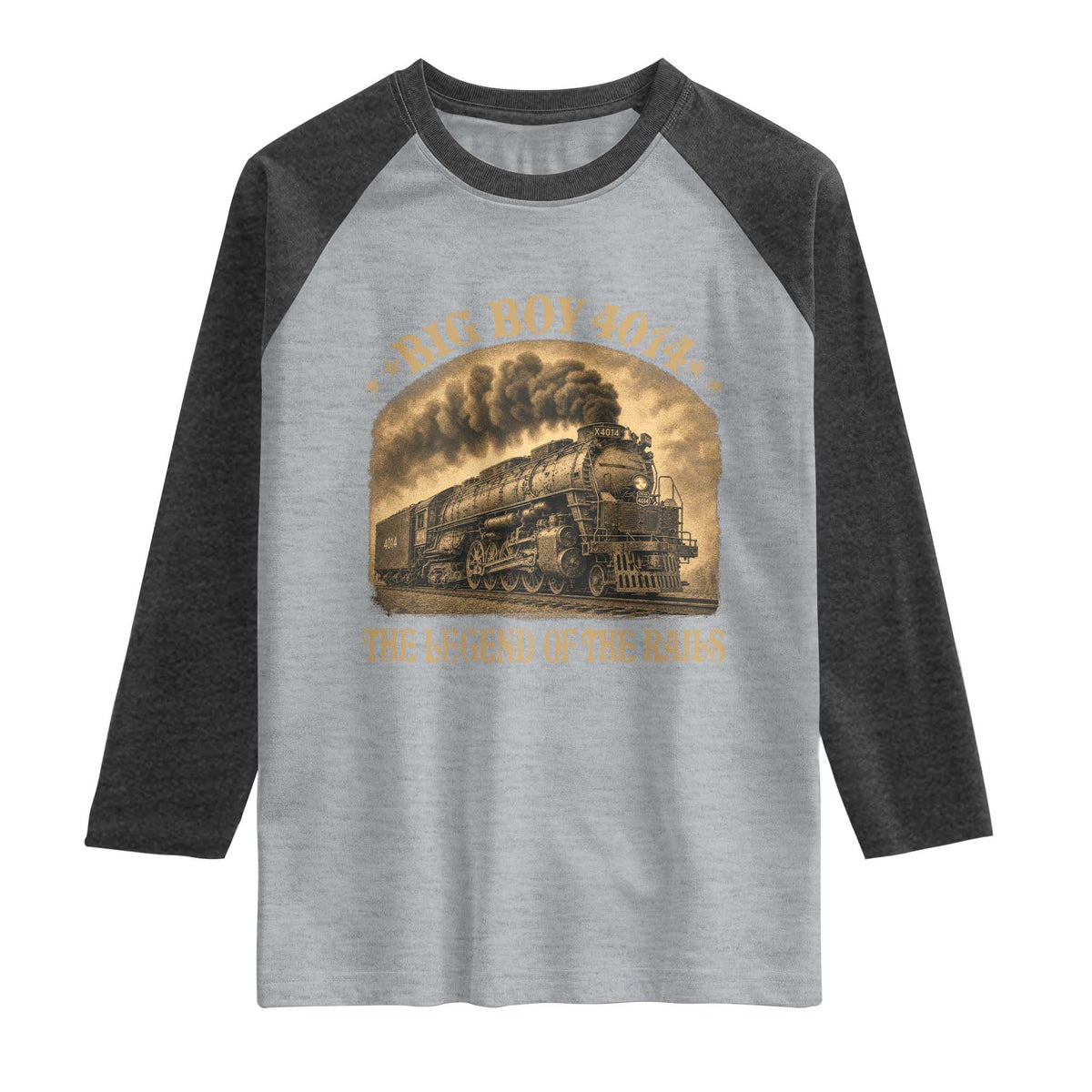 Steam Locomotive Legend of The Rails Train Raglan Shirt