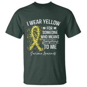 Sarcoma Awareness T Shirt I Wear Yellow For Someone Who Means Everything To Me TS11 Dark Forest Green Print Your Wear