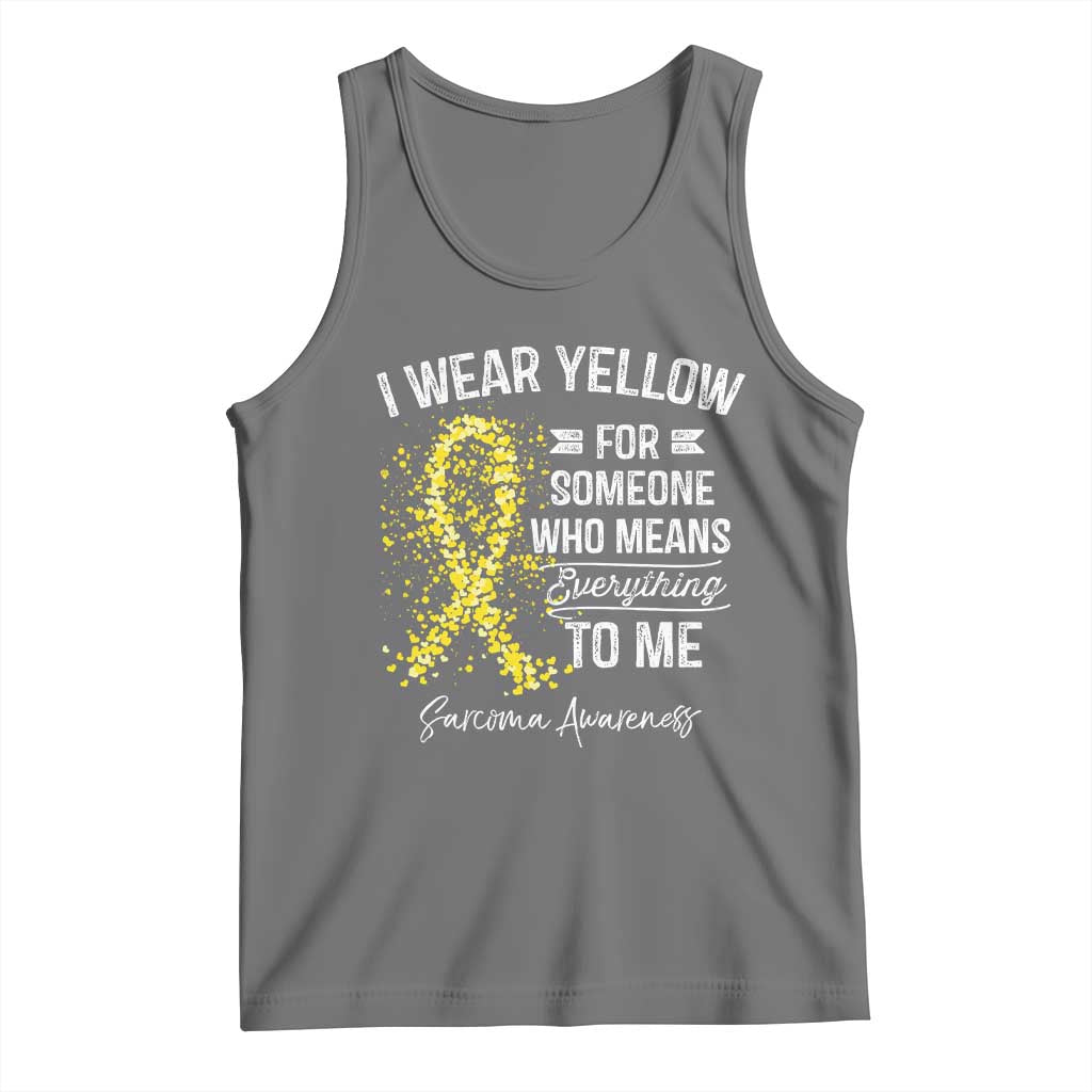 Sarcoma Awareness Tank Top I Wear Yellow For Someone Who Means Everything To Me TS11 Black Heather Print Your Wear