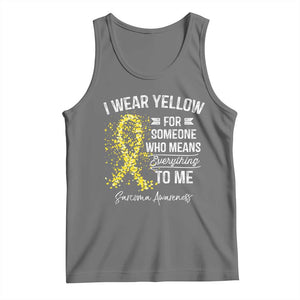 Sarcoma Awareness Tank Top I Wear Yellow For Someone Who Means Everything To Me TS11 Black Heather Print Your Wear
