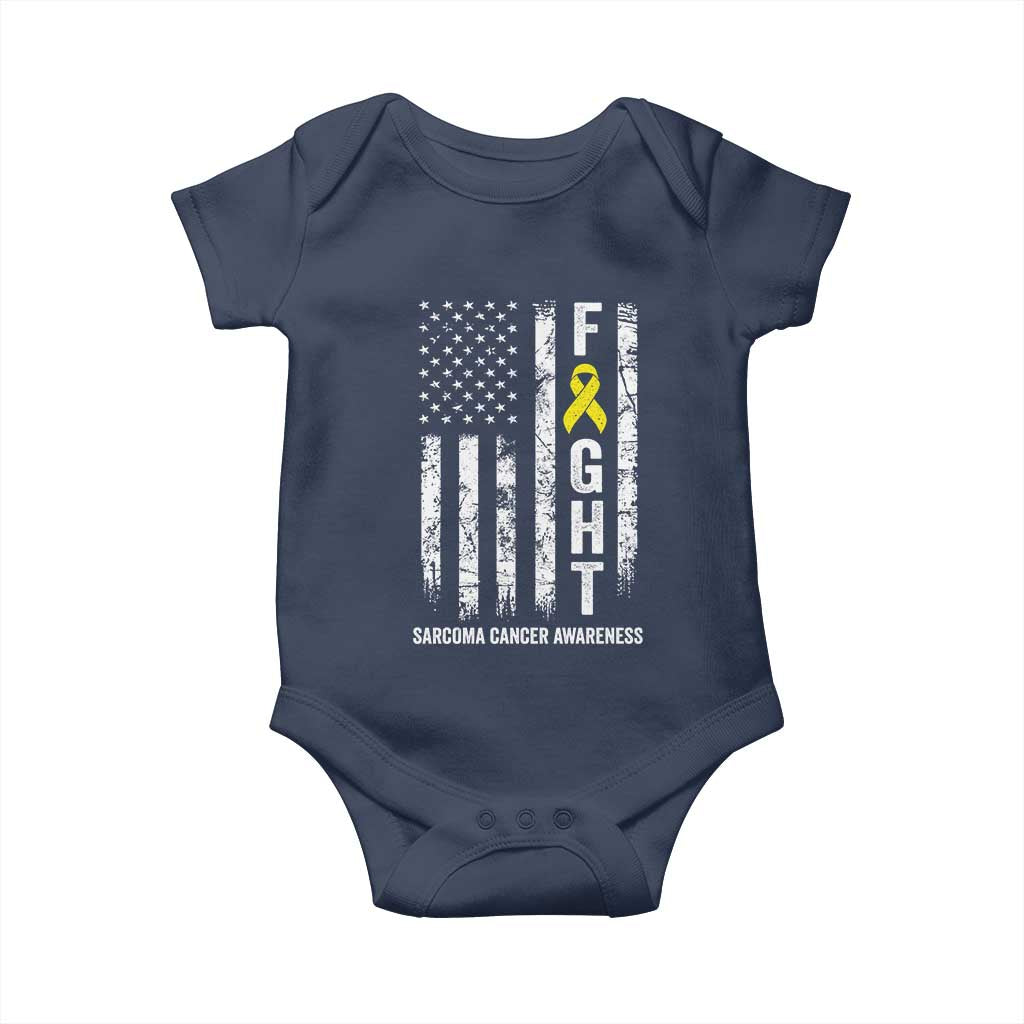 Fight Sarcoma Cancer Awareness Baby Onesie Yellow Ribbon Vintage American Flag TS11 Navy Print Your Wear