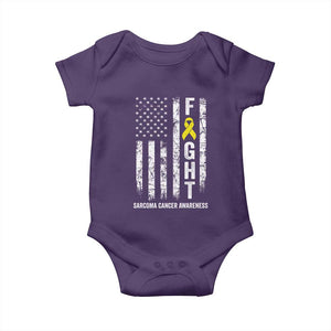 Fight Sarcoma Cancer Awareness Baby Onesie Yellow Ribbon Vintage American Flag TS11 Purple Print Your Wear