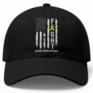 Fight Sarcoma Cancer Awareness Baseball Cap Yellow Ribbon Vintage American Flag TS11 Print Your Wear