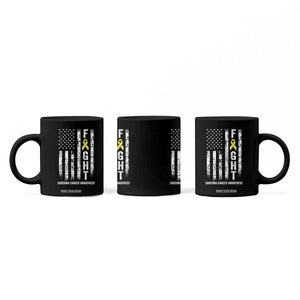 Fight Sarcoma Cancer Awareness Coffee Mug Yellow Ribbon Vintage American Flag TS11 Print Your Wear