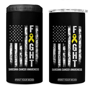 Fight Sarcoma Cancer Awareness 4 in 1 Can Cooler Tumbler Yellow Ribbon Vintage American Flag TS11 One Size: 16 oz Black Print Your Wear