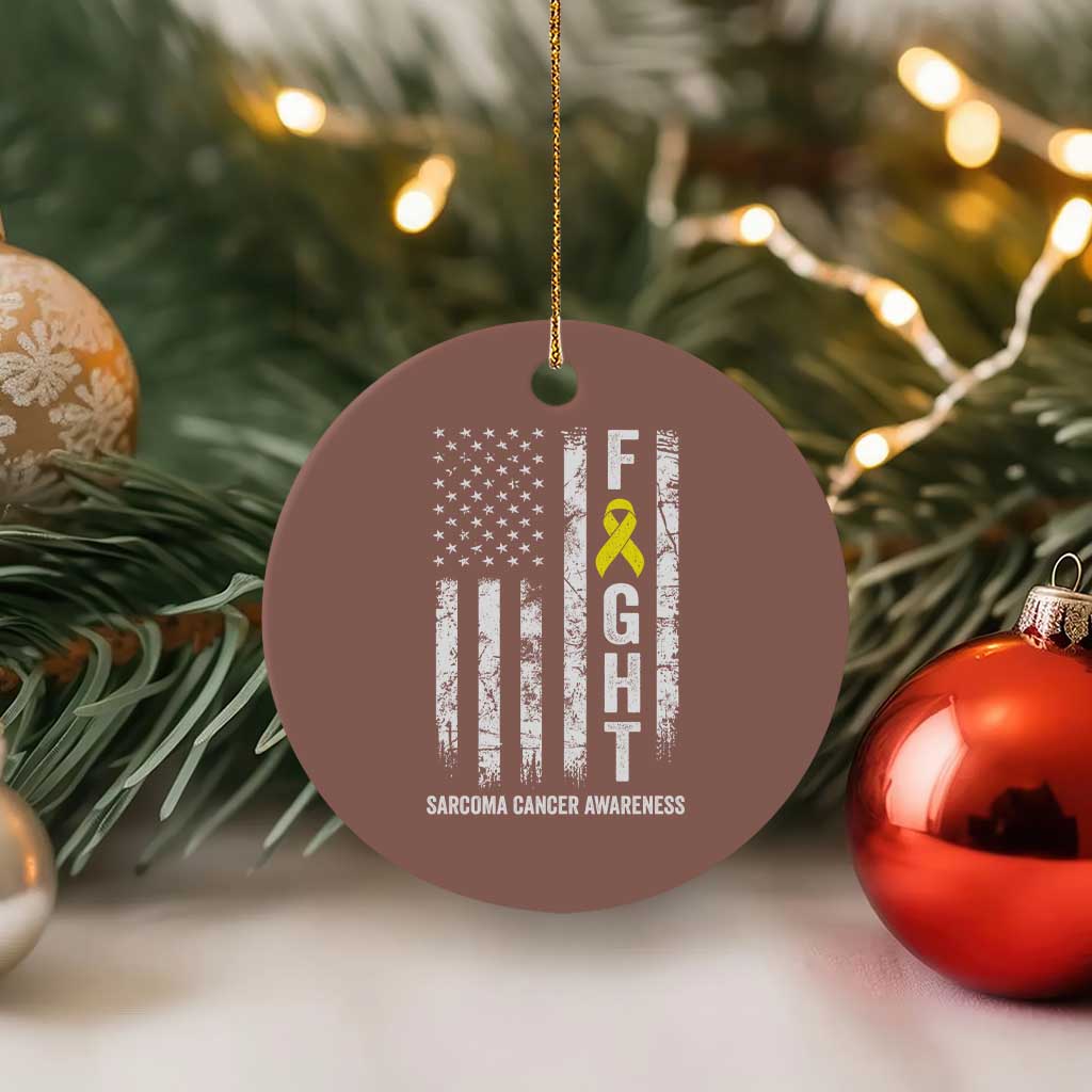 Fight Sarcoma Cancer Awareness Ceramic Ornament Yellow Ribbon Vintage American Flag TS11 1pc Mocha Print Your Wear