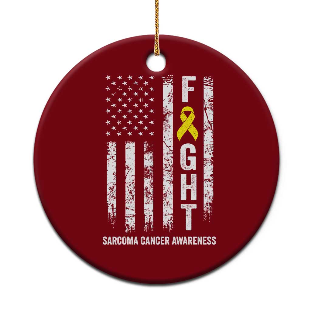 Fight Sarcoma Cancer Awareness Ceramic Ornament Yellow Ribbon Vintage American Flag TS11 1pc Red Print Your Wear