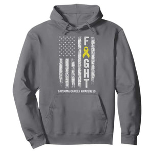 Fight Sarcoma Cancer Awareness Hoodie Yellow Ribbon Vintage American Flag TS11 Charcoal Print Your Wear