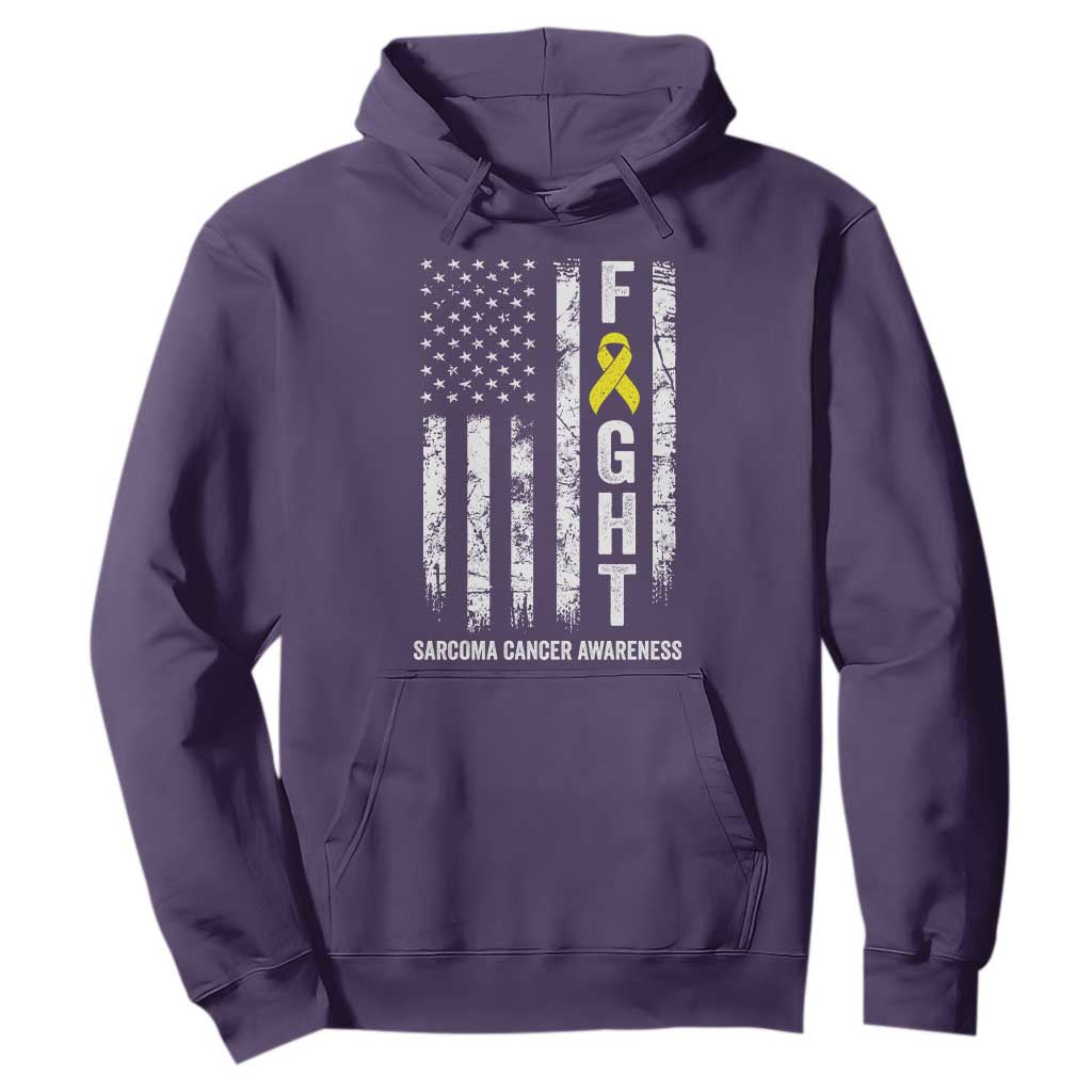 Fight Sarcoma Cancer Awareness Hoodie Yellow Ribbon Vintage American Flag TS11 Purple Print Your Wear
