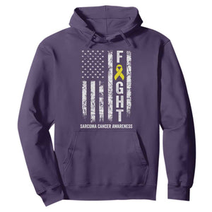 Fight Sarcoma Cancer Awareness Hoodie Yellow Ribbon Vintage American Flag TS11 Purple Print Your Wear