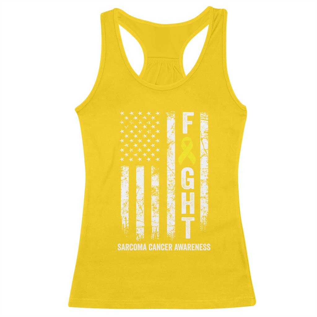 Fight Sarcoma Cancer Awareness Racerback Tank Top Yellow Ribbon Vintage American Flag TS11 Daisy Print Your Wear