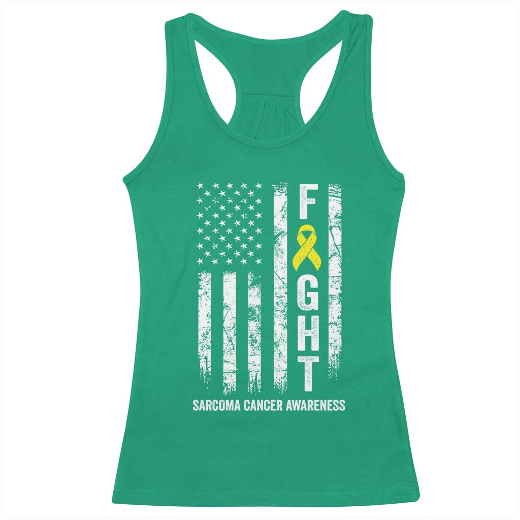 Fight Sarcoma Cancer Awareness Racerback Tank Top Yellow Ribbon Vintage American Flag TS11 Irish Green Print Your Wear