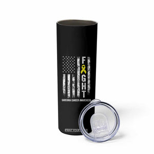 Fight Sarcoma Cancer Awareness Skinny Tumbler Yellow Ribbon Vintage American Flag TS11 Print Your Wear