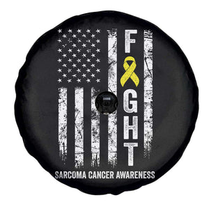 Fight Sarcoma Cancer Awareness Spare Tire Cover Yellow Ribbon Vintage American Flag TS11 Print Your Wear