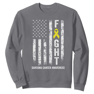 Fight Sarcoma Cancer Awareness Sweatshirt Yellow Ribbon Vintage American Flag TS11 Charcoal Print Your Wear