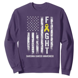 Fight Sarcoma Cancer Awareness Sweatshirt Yellow Ribbon Vintage American Flag TS11 Purple Print Your Wear