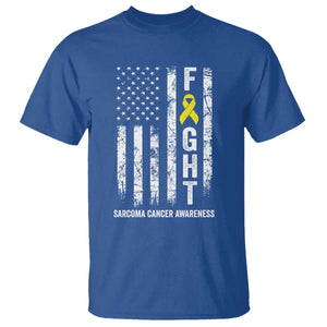 Fight Sarcoma Cancer Awareness T Shirt Yellow Ribbon Vintage American Flag TS11 Royal Blue Print Your Wear