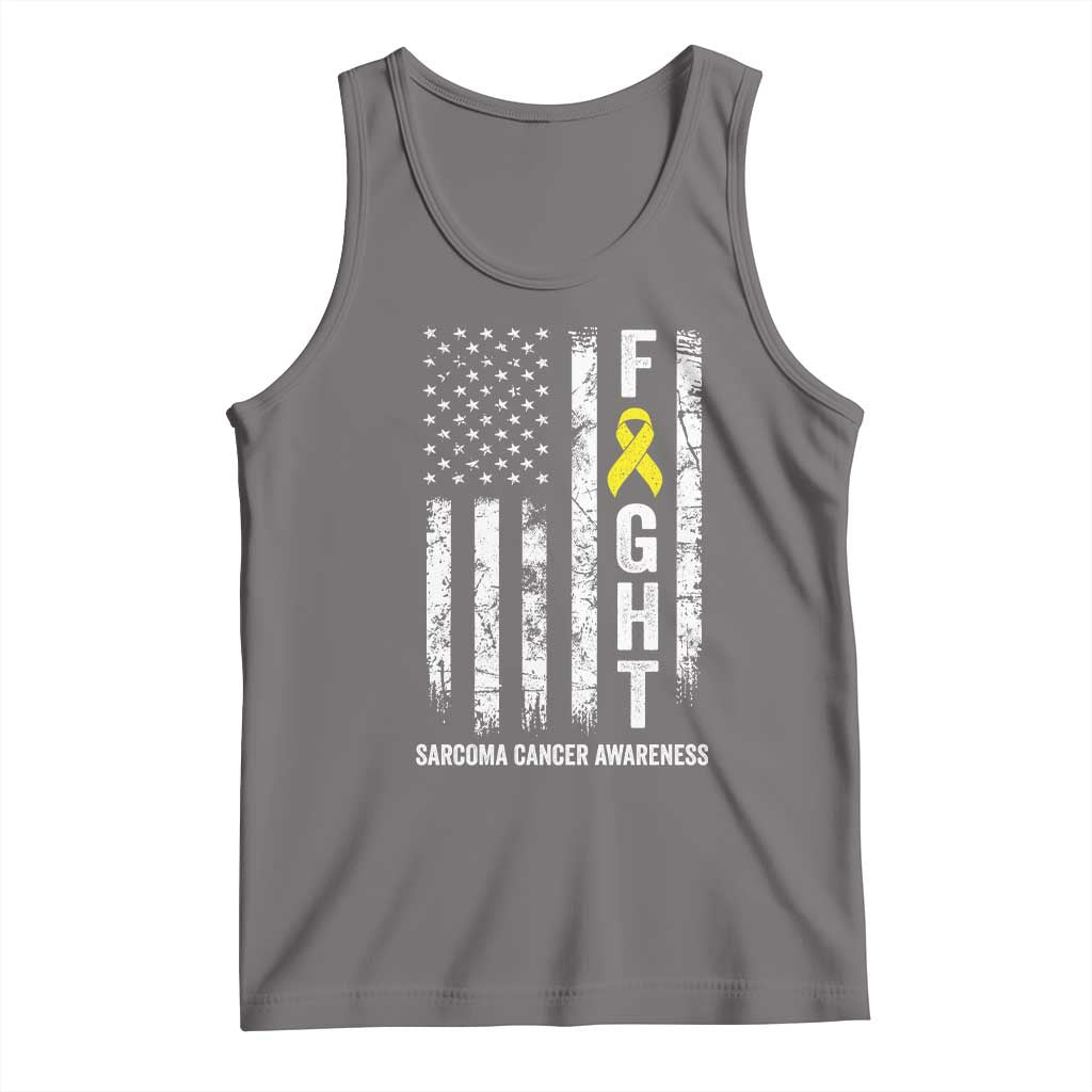 Fight Sarcoma Cancer Awareness Tank Top Yellow Ribbon Vintage American Flag TS11 Deep Heather Print Your Wear
