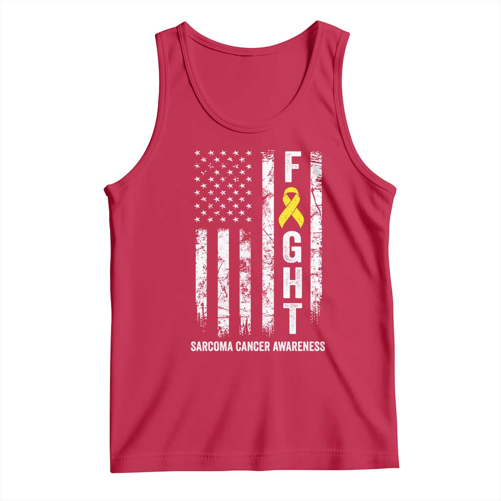 Fight Sarcoma Cancer Awareness Tank Top Yellow Ribbon Vintage American Flag TS11 Red Print Your Wear