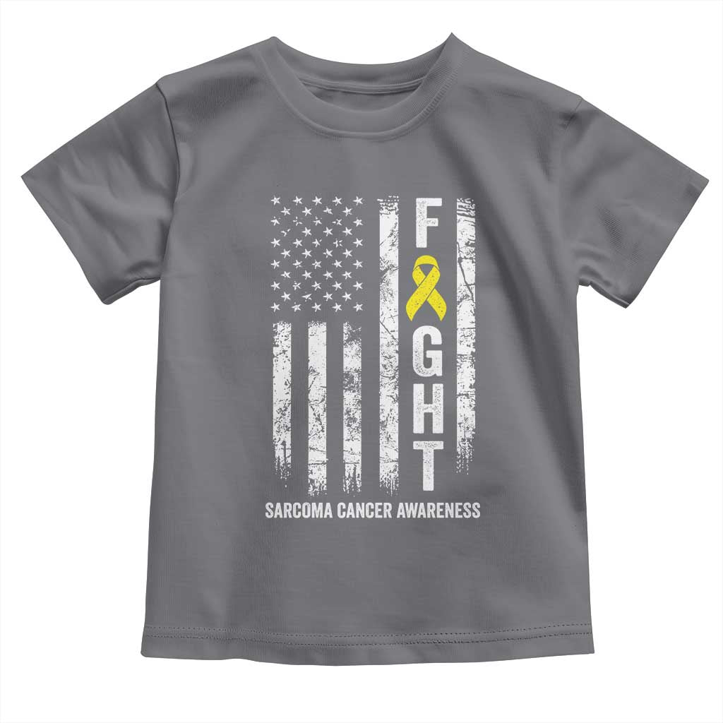 Fight Sarcoma Cancer Awareness Toddler T Shirt Yellow Ribbon Vintage American Flag TS11 Charcoal Print Your Wear