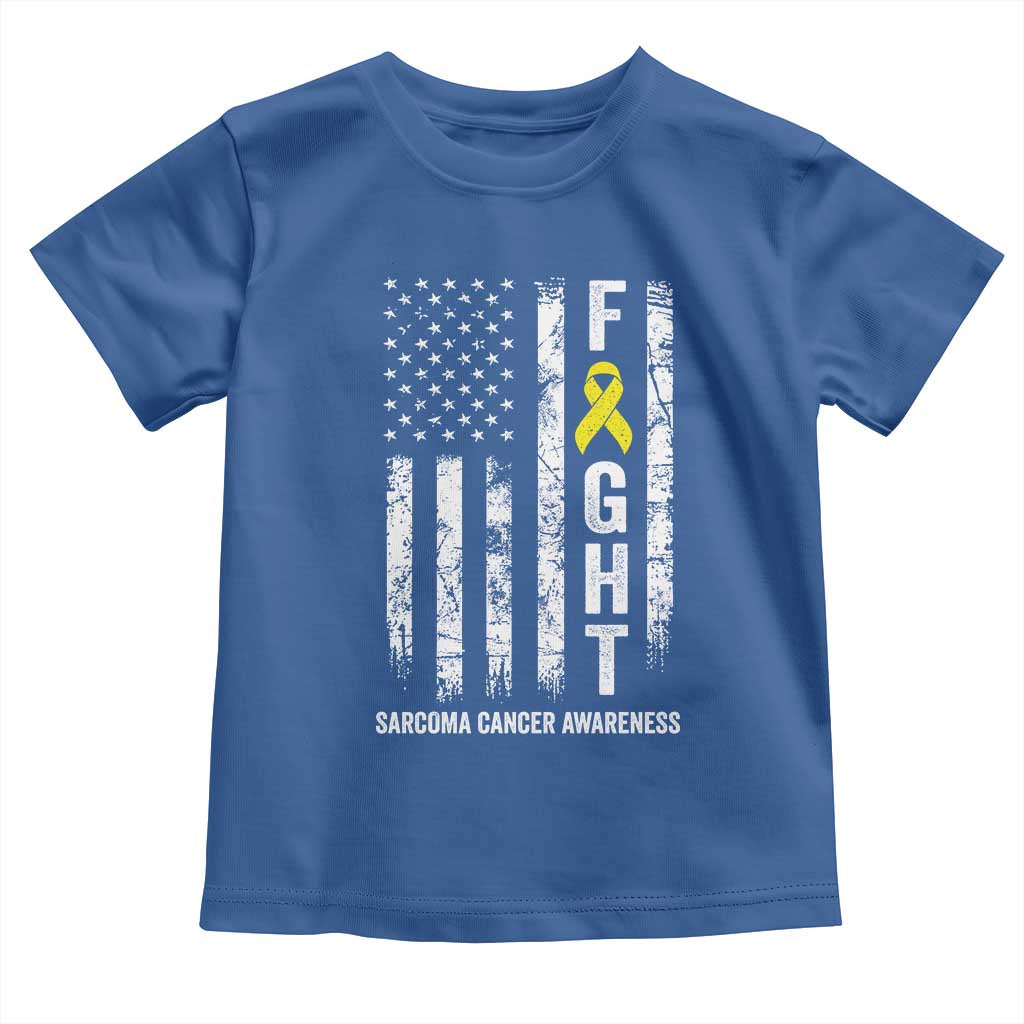Fight Sarcoma Cancer Awareness Toddler T Shirt Yellow Ribbon Vintage American Flag TS11 Royal Blue Print Your Wear