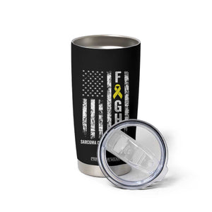 Fight Sarcoma Cancer Awareness Tumbler Cup Yellow Ribbon Vintage American Flag TS11 Print Your Wear