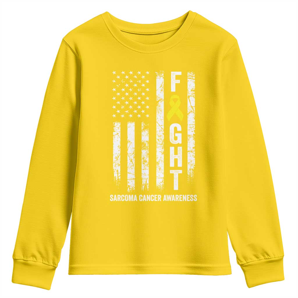 Fight Sarcoma Cancer Awareness Youth Sweatshirt Yellow Ribbon Vintage American Flag TS11 Daisy Print Your Wear