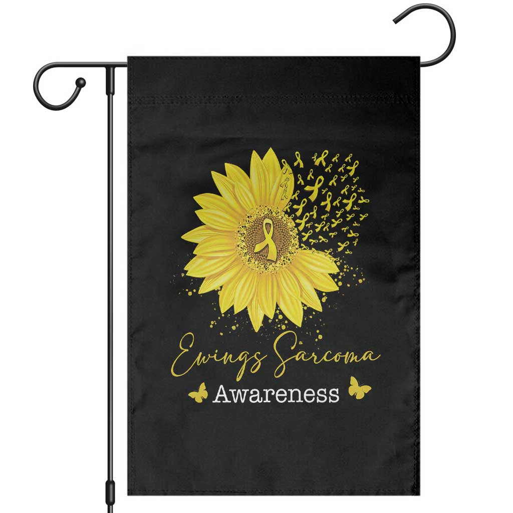 Ewings Sarcoma Awareness Garden Flag Yellow Flower Petal Ribbons Sunflower TS11 Black Print Your Wear