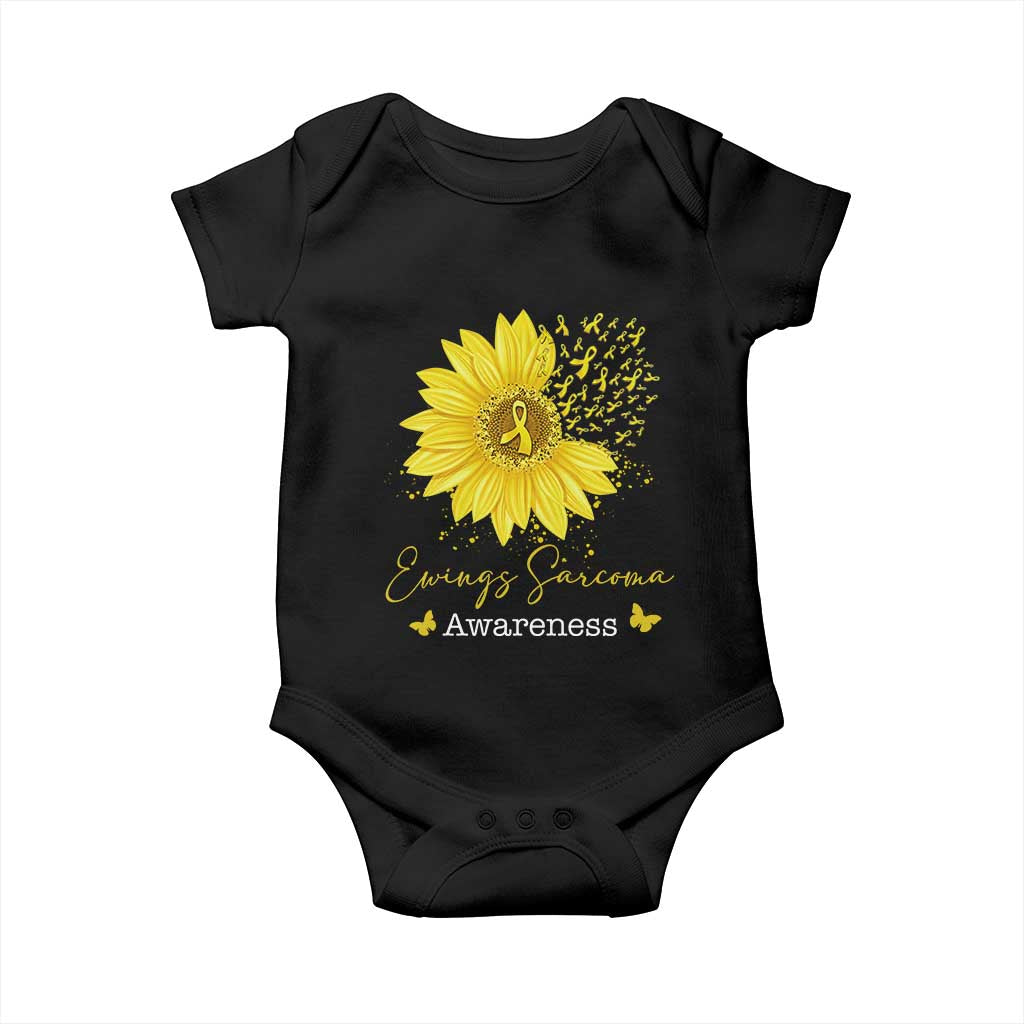 Ewings Sarcoma Awareness Baby Onesie Yellow Flower Petal Ribbons Sunflower TS11 Black Print Your Wear