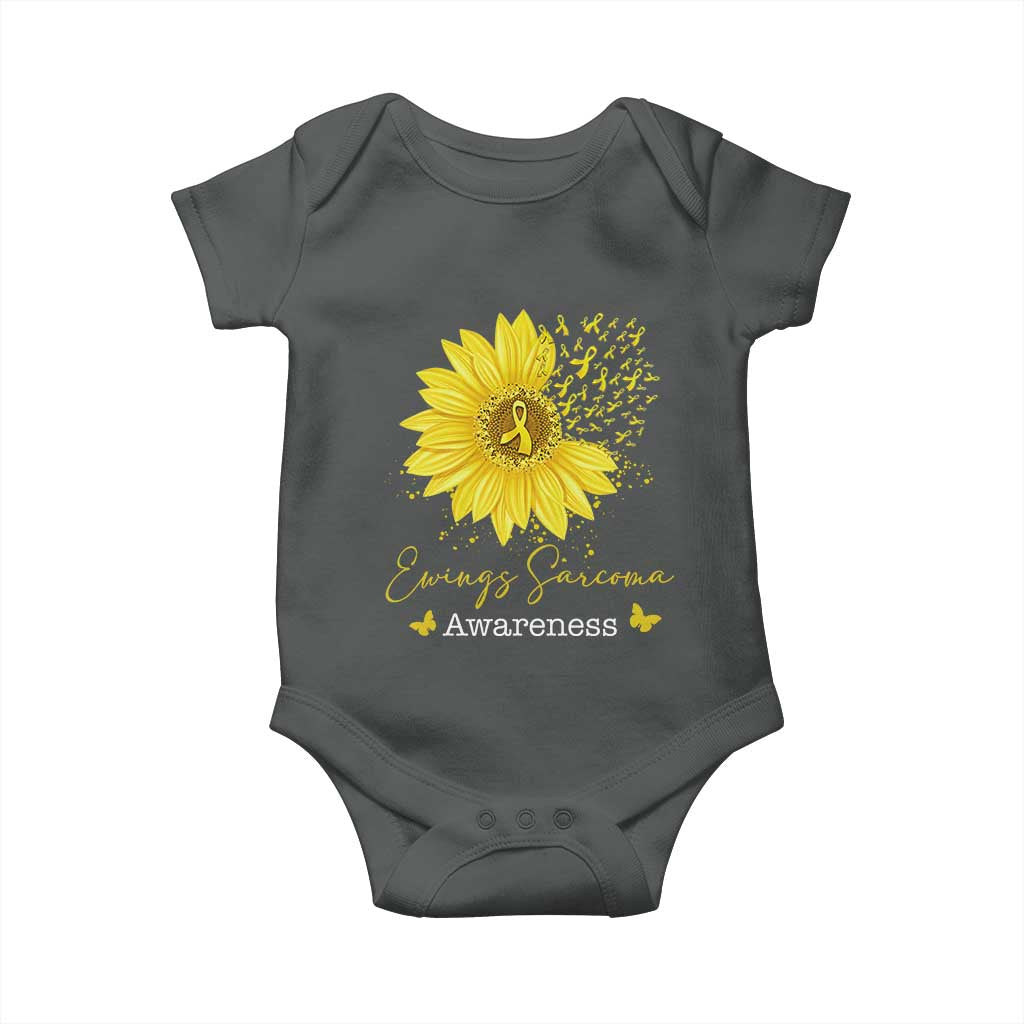 Ewings Sarcoma Awareness Baby Onesie Yellow Flower Petal Ribbons Sunflower TS11 Dark Heather Print Your Wear
