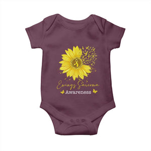 Ewings Sarcoma Awareness Baby Onesie Yellow Flower Petal Ribbons Sunflower TS11 Maroon Print Your Wear