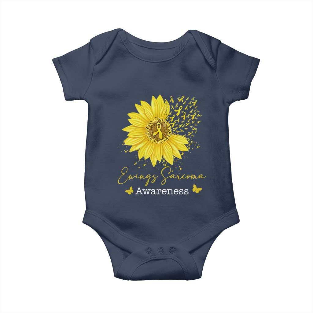 Ewings Sarcoma Awareness Baby Onesie Yellow Flower Petal Ribbons Sunflower TS11 Navy Print Your Wear