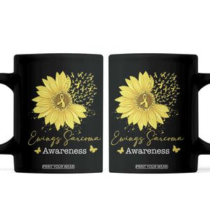 Ewings Sarcoma Awareness Coffee Mug Yellow Flower Petal Ribbons Sunflower TS11 Black Print Your Wear