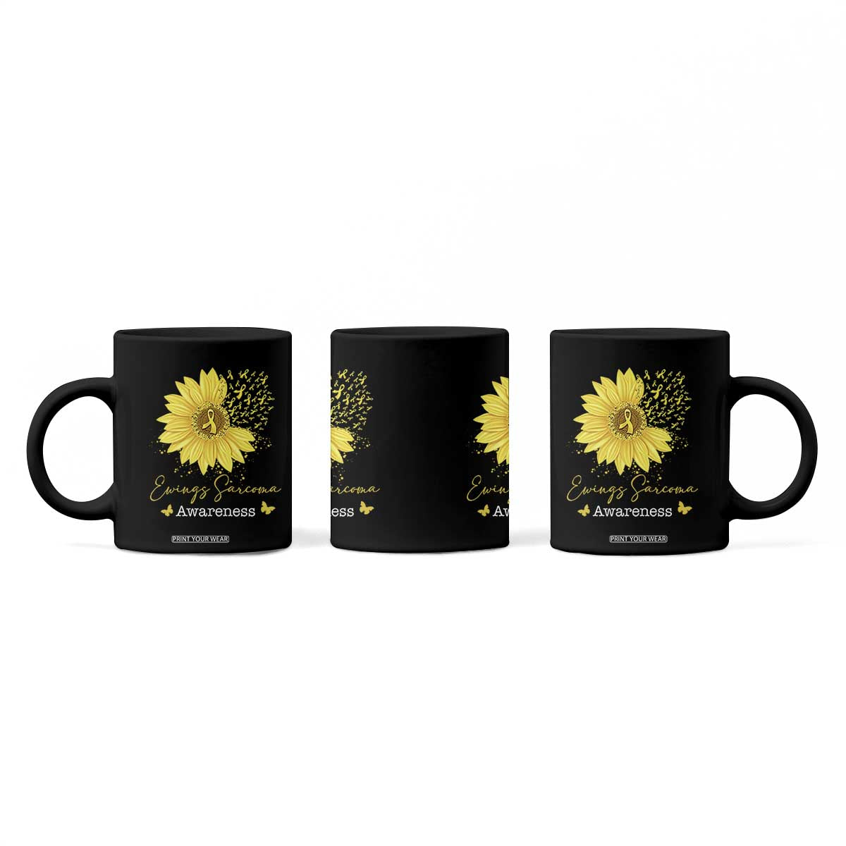 Ewings Sarcoma Awareness Coffee Mug Yellow Flower Petal Ribbons Sunflower TS11 Print Your Wear