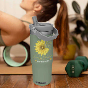 Ewings Sarcoma Awareness Flip Straw Tumbler Yellow Flower Petal Ribbons Sunflower TS11 One Size: 30 oz Moss Green Print Your Wear