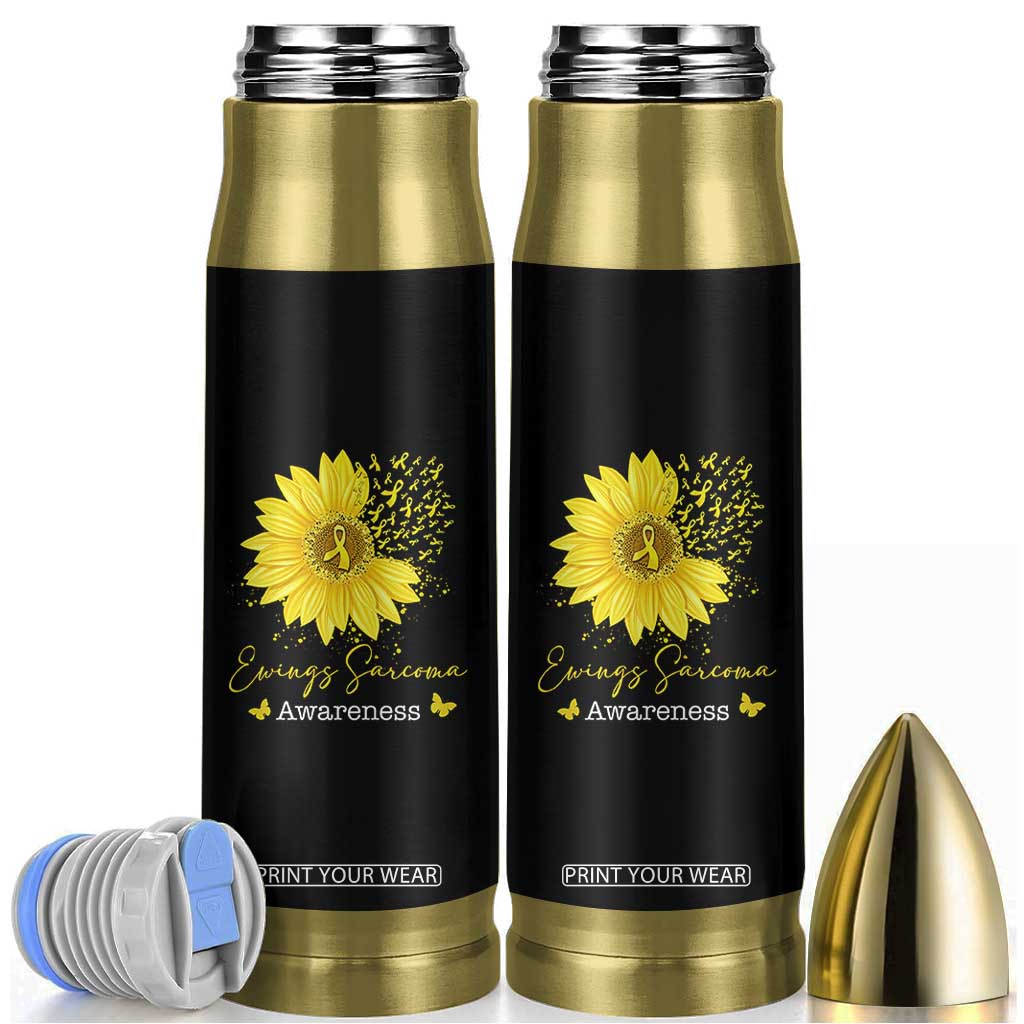 Ewings Sarcoma Awareness Bullet Tumbler Yellow Flower Petal Ribbons Sunflower TS11 Black Print Your Wear