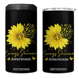 Ewings Sarcoma Awareness 4 in 1 Can Cooler Tumbler Yellow Flower Petal Ribbons Sunflower TS11 One Size: 16 oz Black Print Your Wear