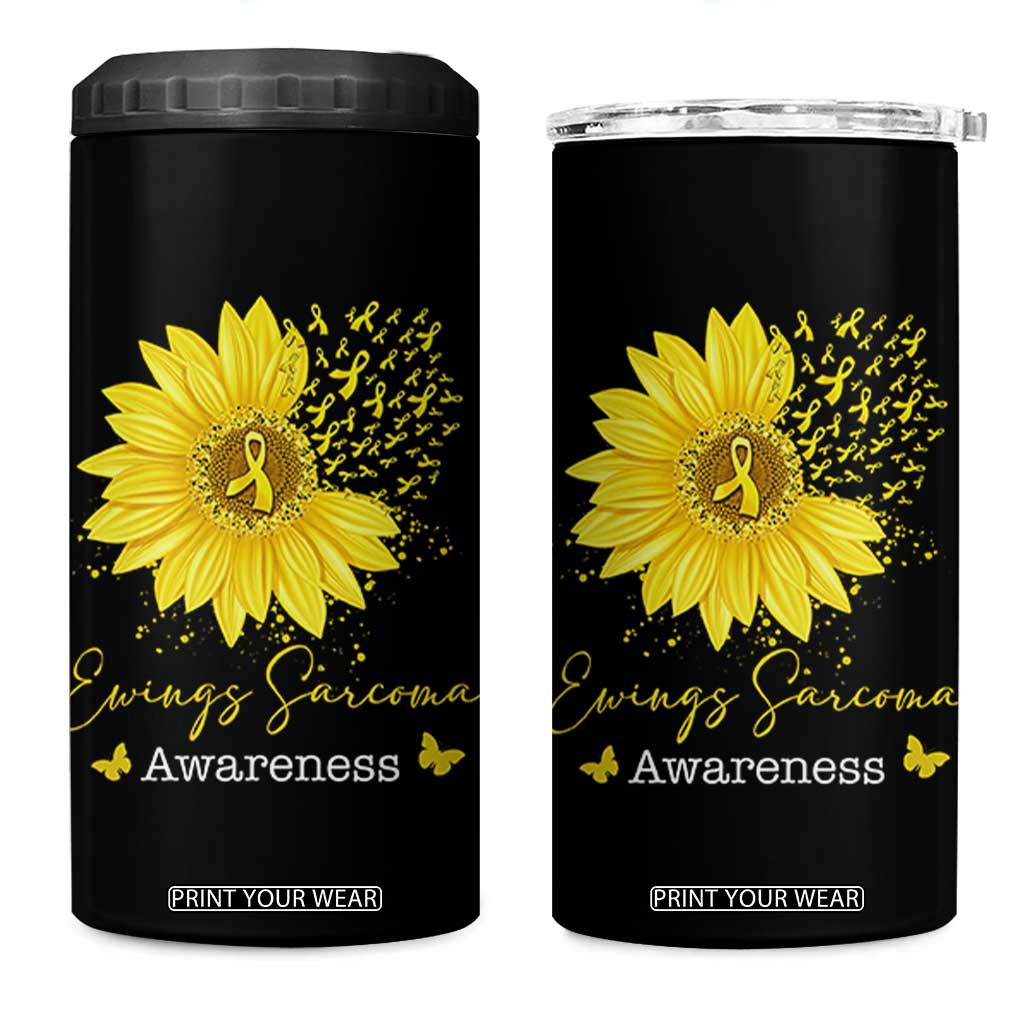 Ewings Sarcoma Awareness 4 in 1 Can Cooler Tumbler Yellow Flower Petal Ribbons Sunflower TS11 One Size: 16 oz Black Print Your Wear